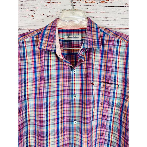 Tommy Bahama Sarasota Stretch Multicolor Plaid Long Sleeve Button-Up Shirt L/XL - Picture 13 of 15